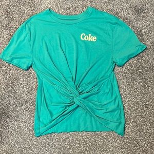 NWT! Seafoam green, Coke, twist front shirt!